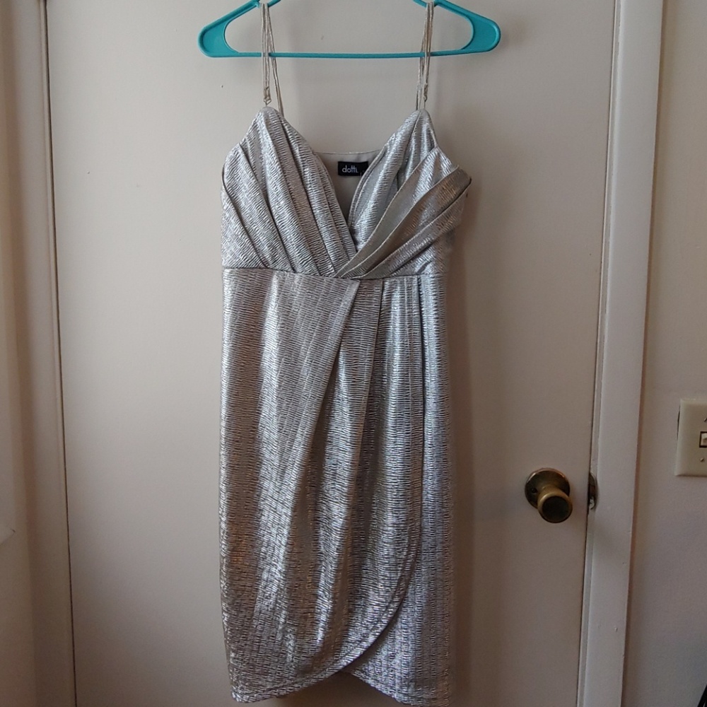 Silver Shiny Dotti Dress (NWT) Size 12